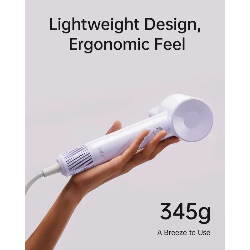 Laifen SE Lite Hair Dryer, 100,000 RPM High Speed Motor & 150 Million NegativeIons (Purple,Polycarbonate)