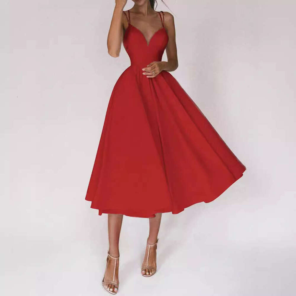 2025 Spring Summer European and American Women's Multi Color Strap Sexy Big Swing Dress New Casual Fashion Trendy Clothing