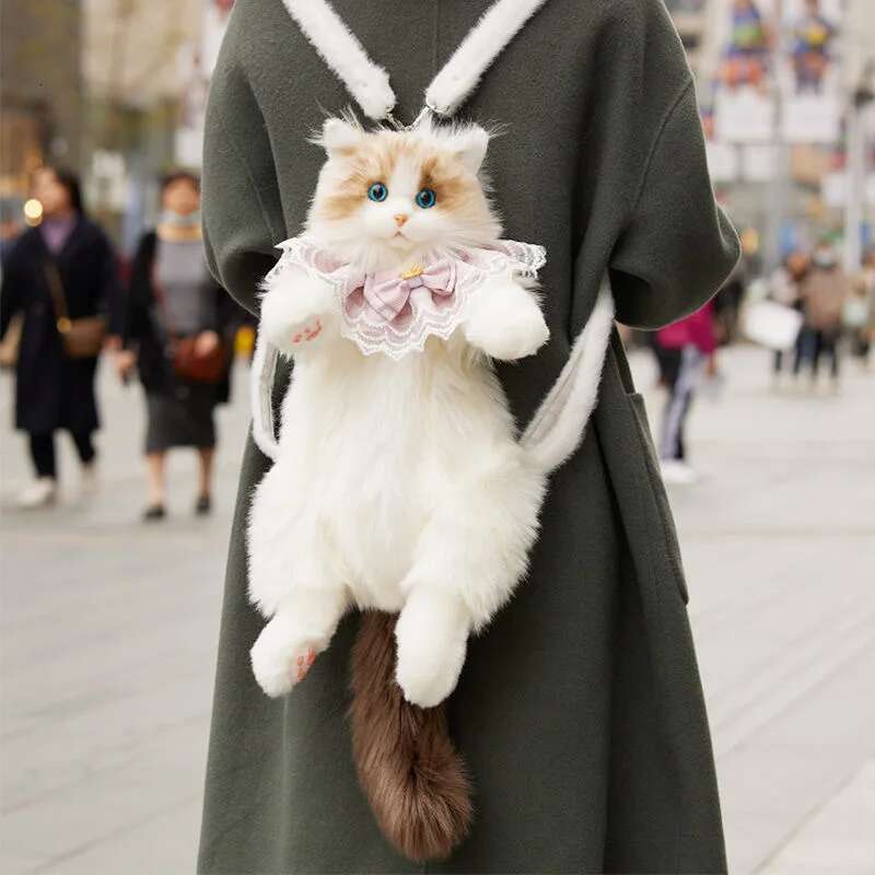 Plush CAT Backpack For Boys Girls Kids Children Schoolbag Cute Cartoon School Bags Kindergarten Preschool Baby Bag