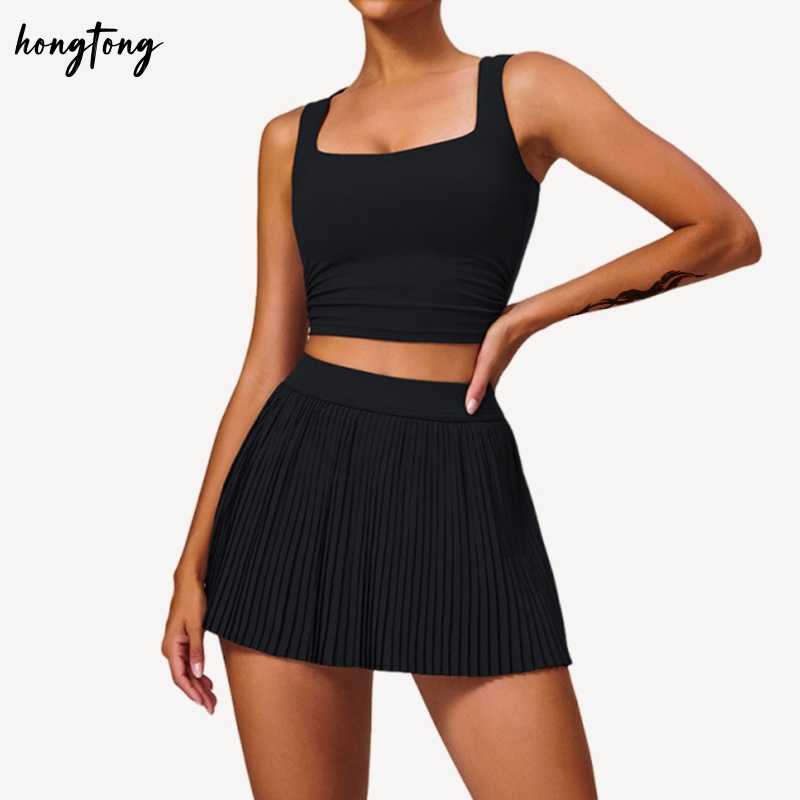 Gym set yoga outfits women sports breathable bra workout sets outdoor running skort skinny elastic quick dry athletic clothes size s-l