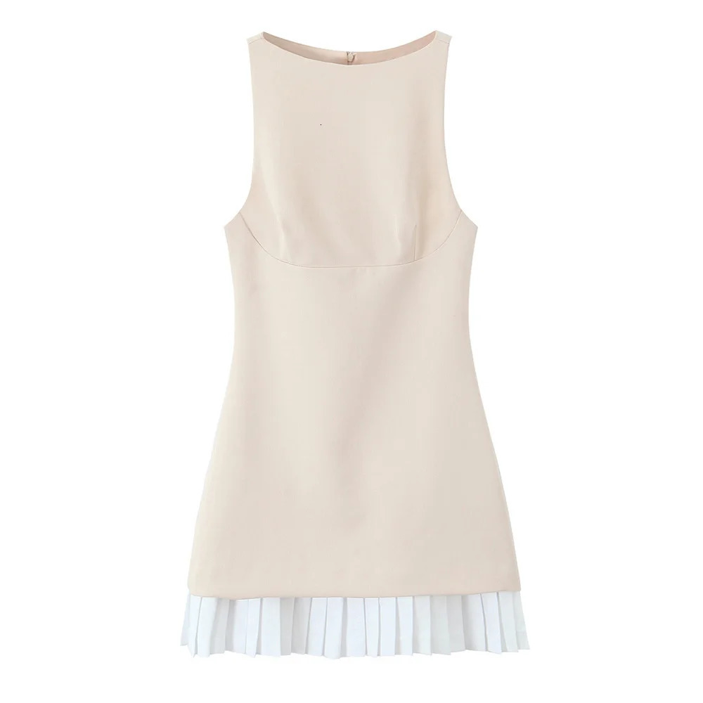 UNIZERA Womens Splicing Short Dress Solid Color Sleeveless Decoration SpringSummer Product Casual Wear 250520
