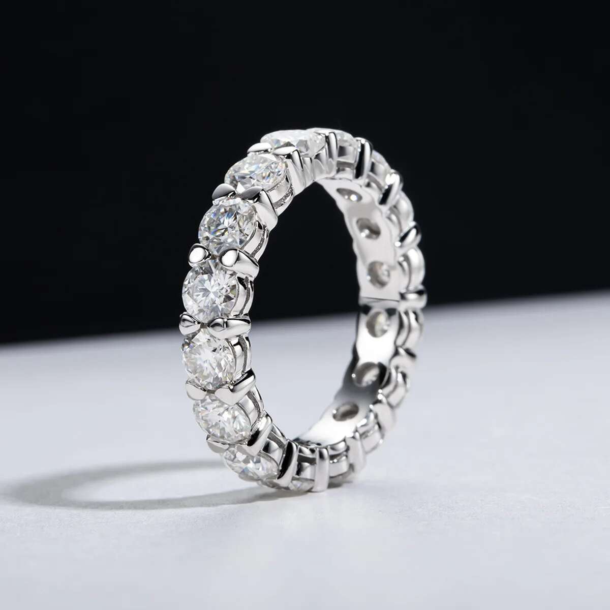 COSFIX Jewel 4mm 5ct D Color Moissanite Wedding Band Ring 925 Silver Full Eternity Band Engagement Rings For Women Wholesale