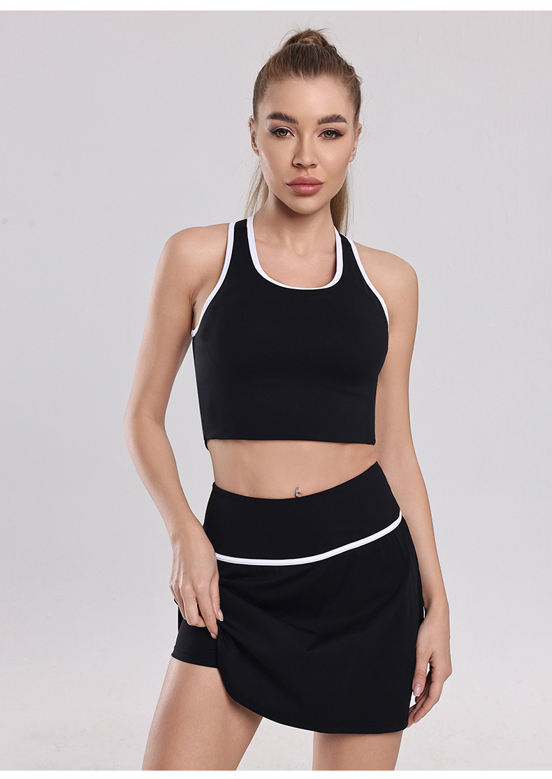 Naked Polished Contrasting Color Yoga Suit, Beautiful Back Sports Bra, Running Quick-drying and Thin Yoga Skirt Suit.