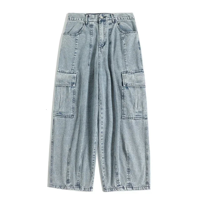 Baggy Jeans Mens Oversize Cargo Korean Black Wide Pants Streetwear Hip Hop Harajuku Male Fashion Straight Denim Pants 250519