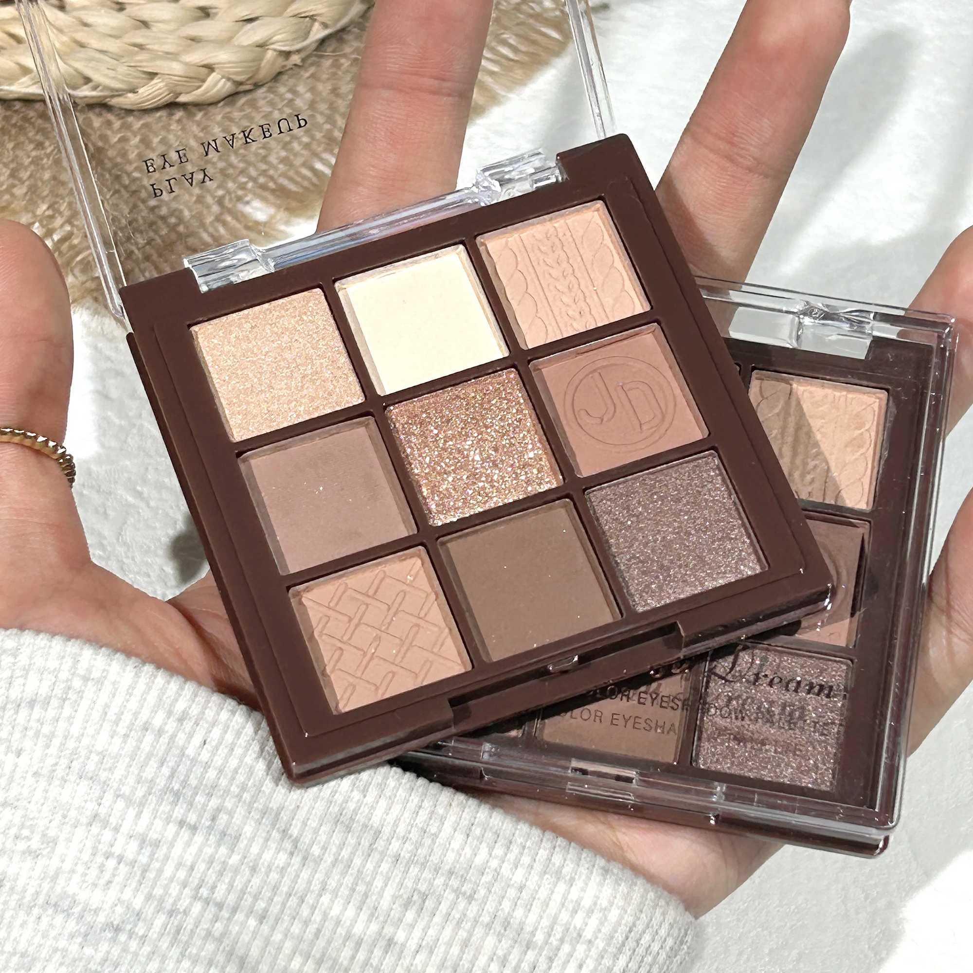 Chocolate Warm Brown Earth Palette - 9 Shades Matte Orange Brown Pearlescent Glitter Illuminating Wear EyeshadowXJ250520
