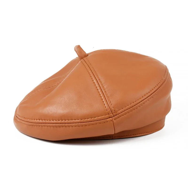 Women Beret Hat Genuine Leather Beret Caps Bucket Hats Caps High Quality Real Sheep Leather Berets Beanies 250520