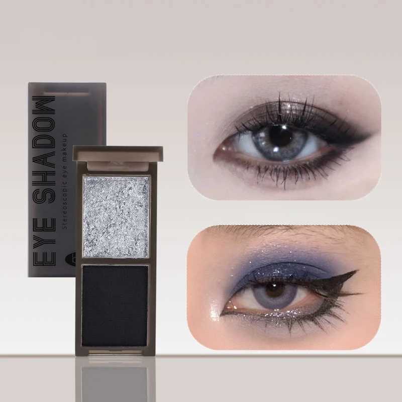 2 Colors Eye Shadow Palette Matte Glitter Eyeshadow Gothic Red Black Pigments Waterproof Earth Color Shimmer Portable CosmeticsXJ250520