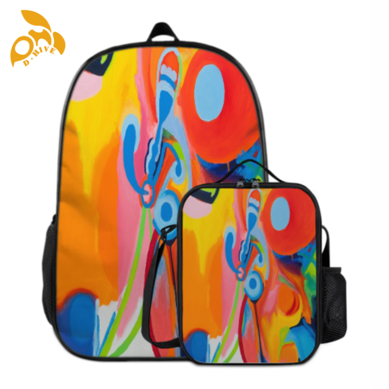 Free delivery. fashion designers customize lightweight and high-quality full-print black schoolbags
