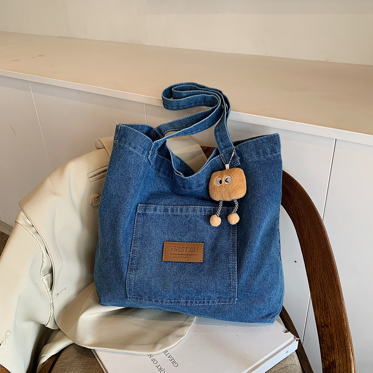 Free Delivery Designer Bag Cowboy Canvas Shoulder For Women Large Capacity Shopping Niche Art Tote Japanese And Korean Casual Versatile Hand8520
