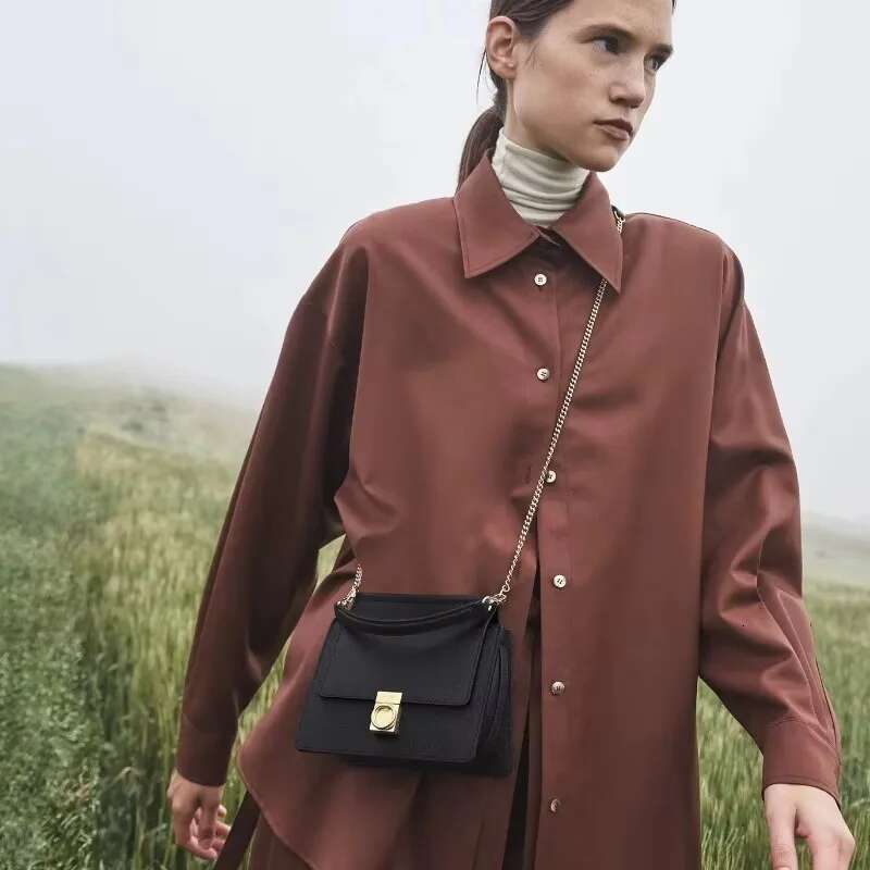 Designer Shoulder Women High Quality Textured Leather Elegant Crossbody Bag Trend Exquisite Gold-plated Clasp Handbag