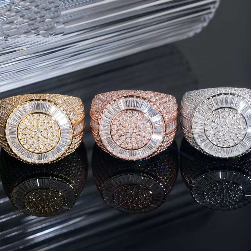HYH New 925 Silver Fashion Hip Hop Moissanite Ice Out Rings Men