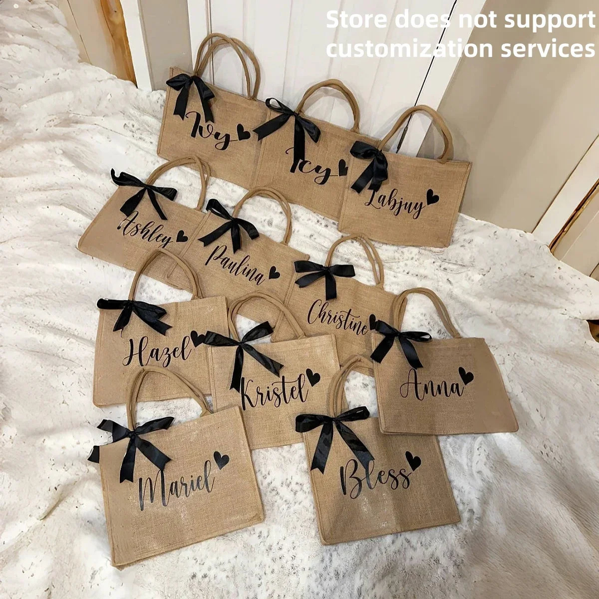 6-20Pcs Burlap Tote Bags DIY Jute Bags with Handles Blank Jute Tote Bridesmaid Gift Bags for Wedding Bachelorette Beach Party 250516