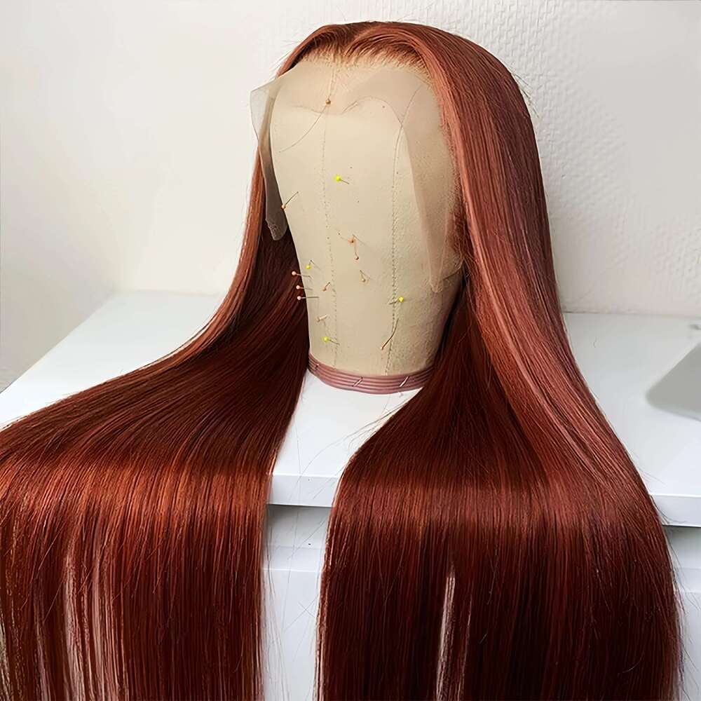 Reddish Brown Straight 13x6 HD Hair Wig Pre Plucked 13x4 Lace Frontal Colored Brazilian 100% Human Wigs