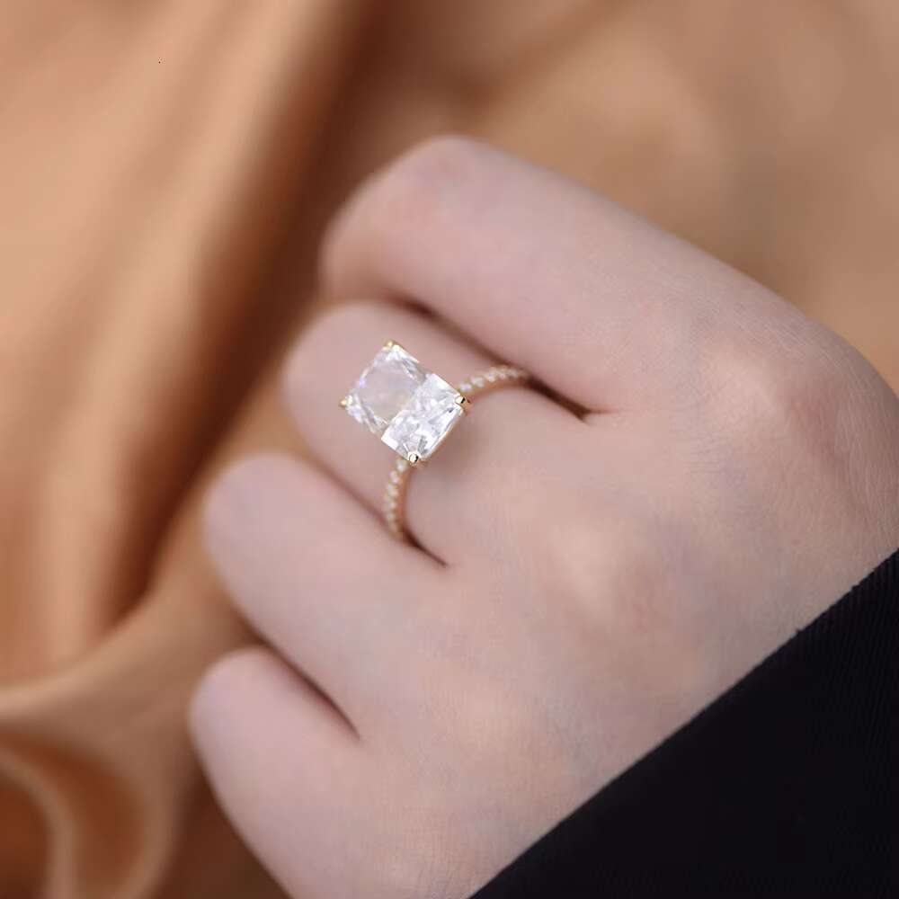 Radiant Cut Simulated Diamond Ring for Women Statement Engagement Ring Elegant Sparkling Jewelry Gift