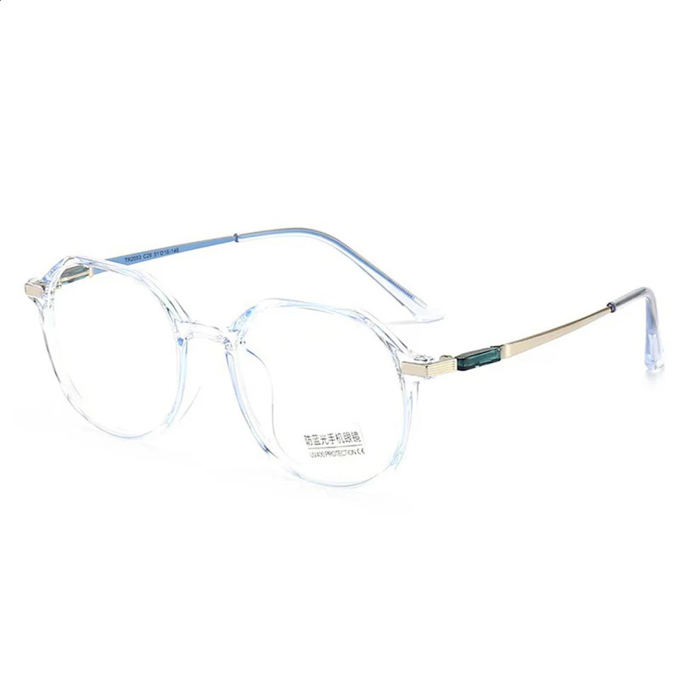 Fashion Anti Blue Light Blocking Eyewear Women Acetate Round Frame Optical Spectacle Female Multisided Eyeglass 250515