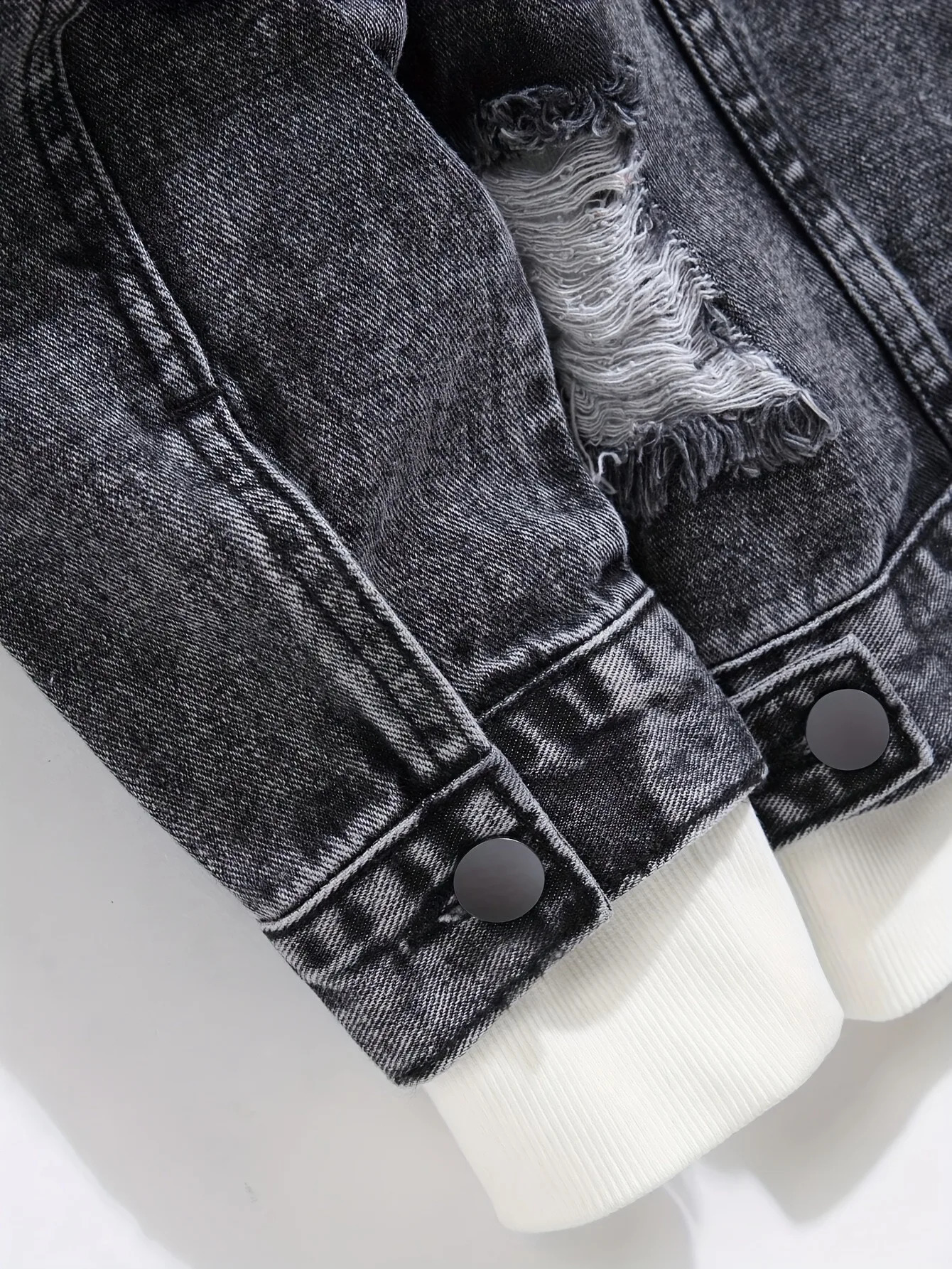 1PC Mens Four Seasons Style Old Stoashed Black Flight Jacket Daily American Street Casual Denim 250516