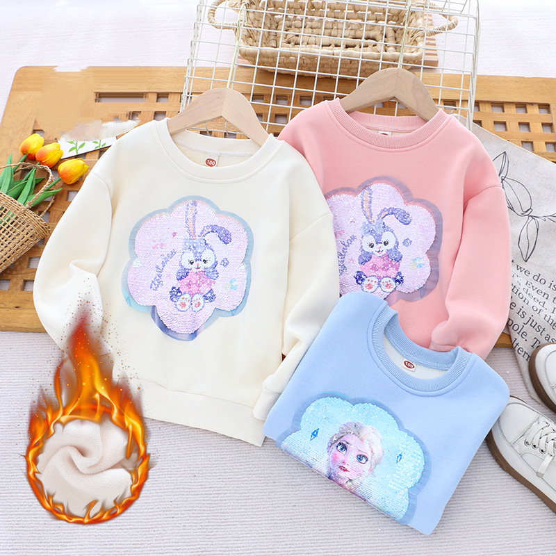 DISNEY toddler designer clothes kids designer clothes Frozen Elsa princess Children's winter clothing, girls' double color-changing sequin t
