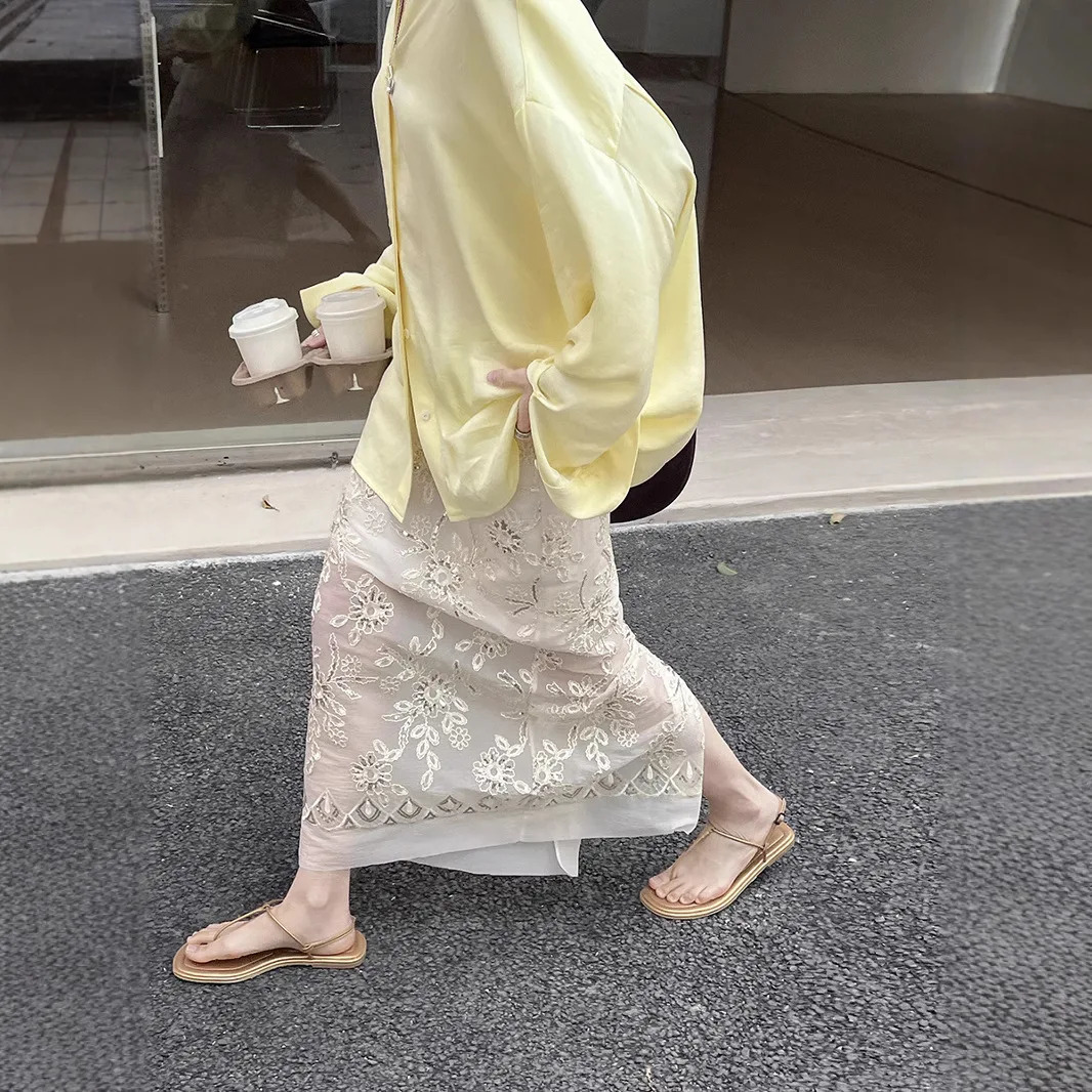 Gorgeous Sequin Embroidered Mesh Skirt Women Niche Elegant Old Money Style Skirt Women's Boutique Clothing 250519