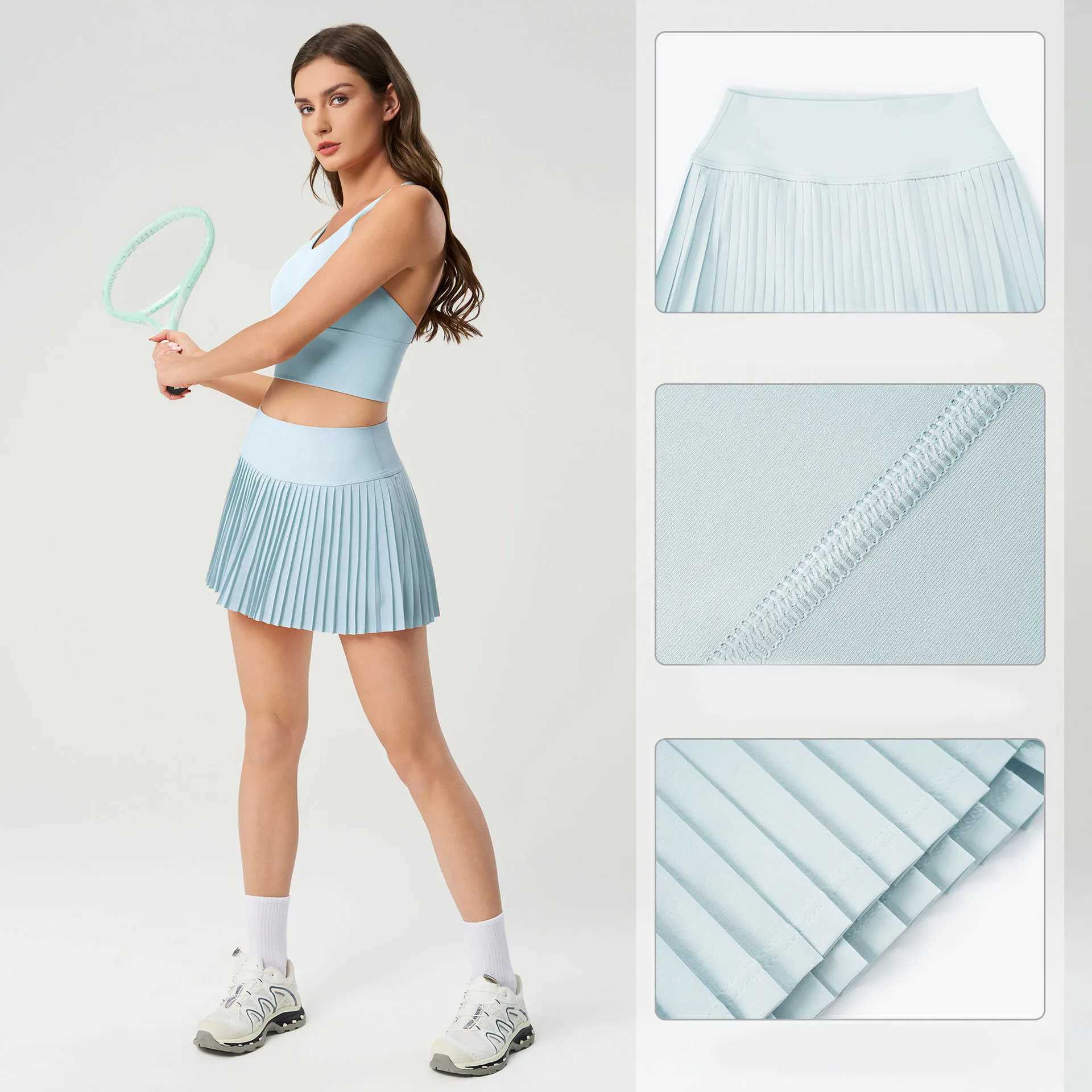 Women Sports Tennis Skirts High Waist Tights Yoga Tennis Shorts Dress With Pockets Pleated Pocket Skirt Anti-Exhaust Quick DryXJ250520