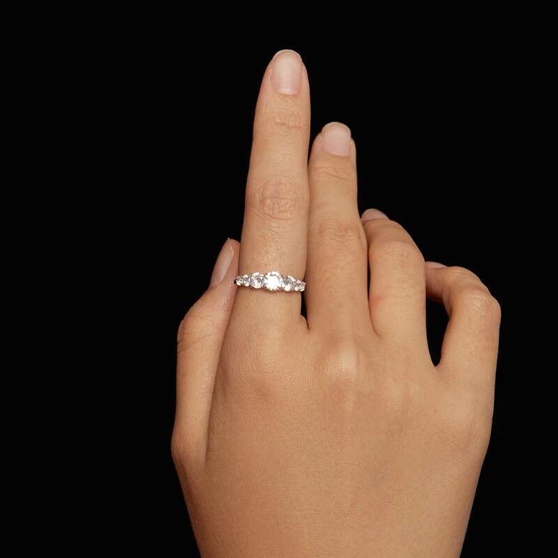 COSFIX D Color Round Women Moissanite Ring s925 Silver 0.5ct Moissanite Rings for Women Luxury Women Moissanite Rings 2023