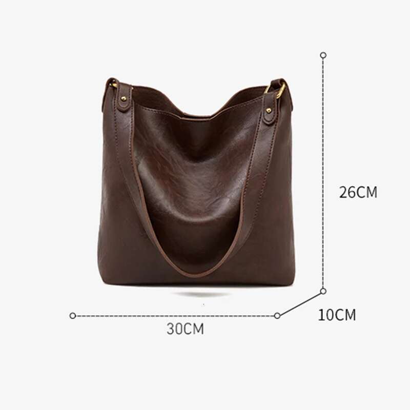 Women's Bags Designer FOXER Women PU Classic Bucket Shoulder Handbag With Two Strap, Lady Large Capacity Bag Set Simple Purse