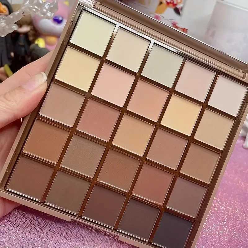 25 Shades Matte Finish Eyeshadow Palette Neutral Grey Brown Earth Tones Matte Shimmer Finishes For Versatile Makeup LooksXJ250520