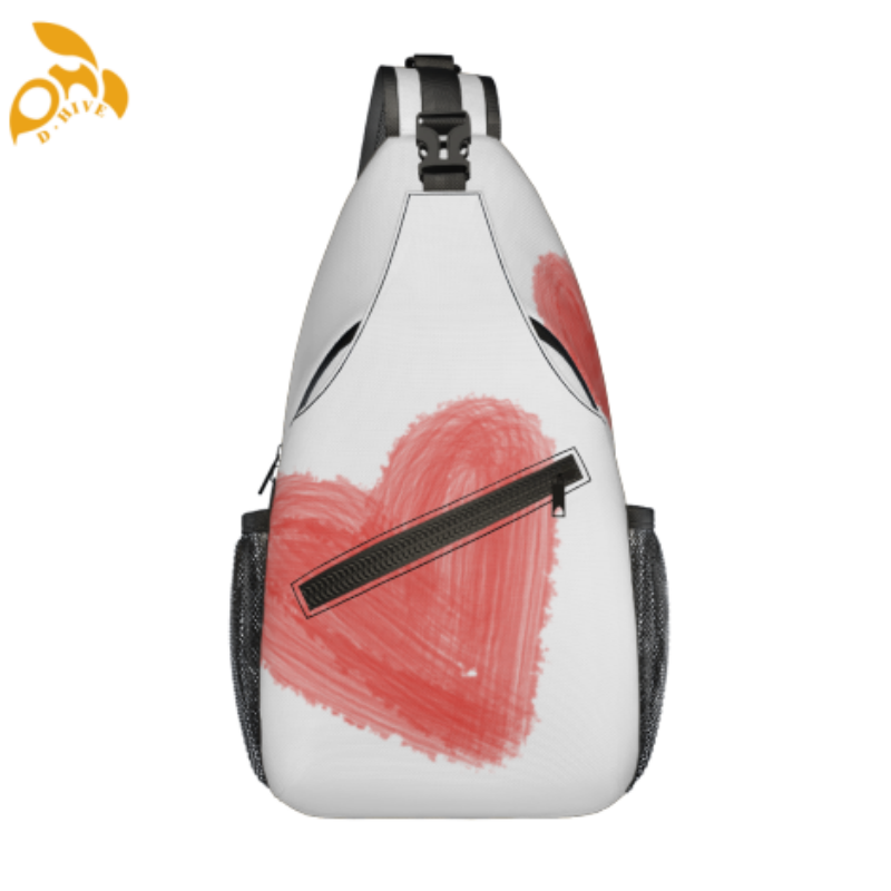 Free shipping. Top designer custom-made round beige, white and black semi-long lightweight high-casual crossbody chest bag for students.