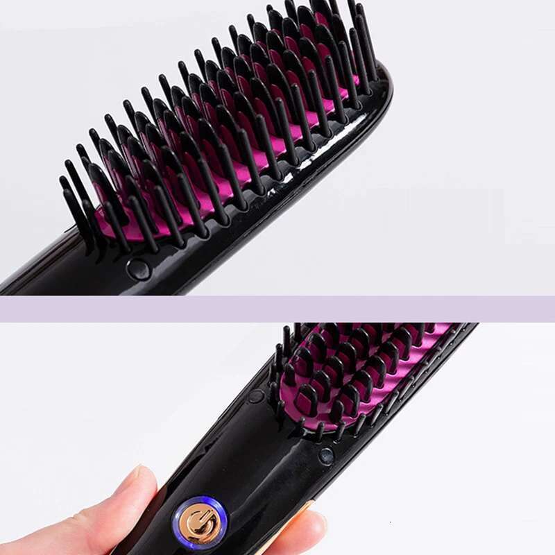 Mini Size Heat Drying Straightening Comb Easy Use Ionic Hair Styler Colorful Design Hot Air Brush