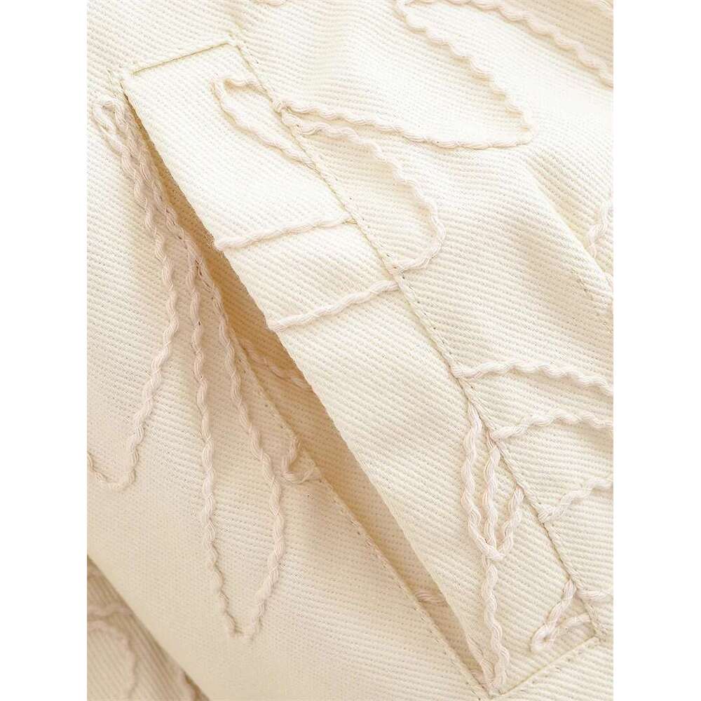 Women's New Summer 2025 White Long Sleeve Jacket Thick Rope Embroidery Design Casual Fashion Personality Versatile