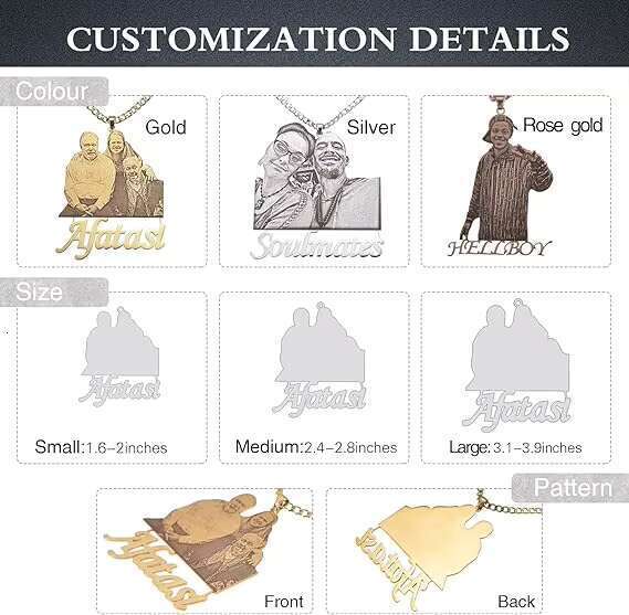 Autumn Cold Dropshipping Photo Necklace, Name PVD Carving Personalized Picture Necklace