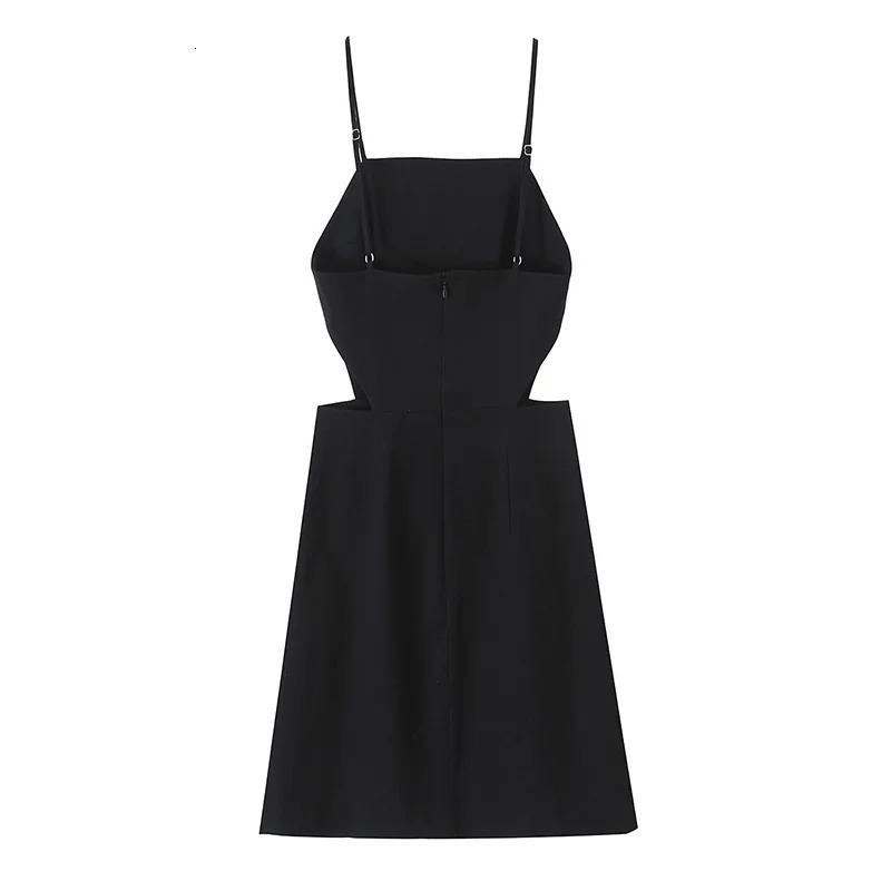 Willshela Women Fashion Black Backless Zipper ALine Mini Dress Vintage Thin Straps Square Collar Female Chic Lady Dresses 250520