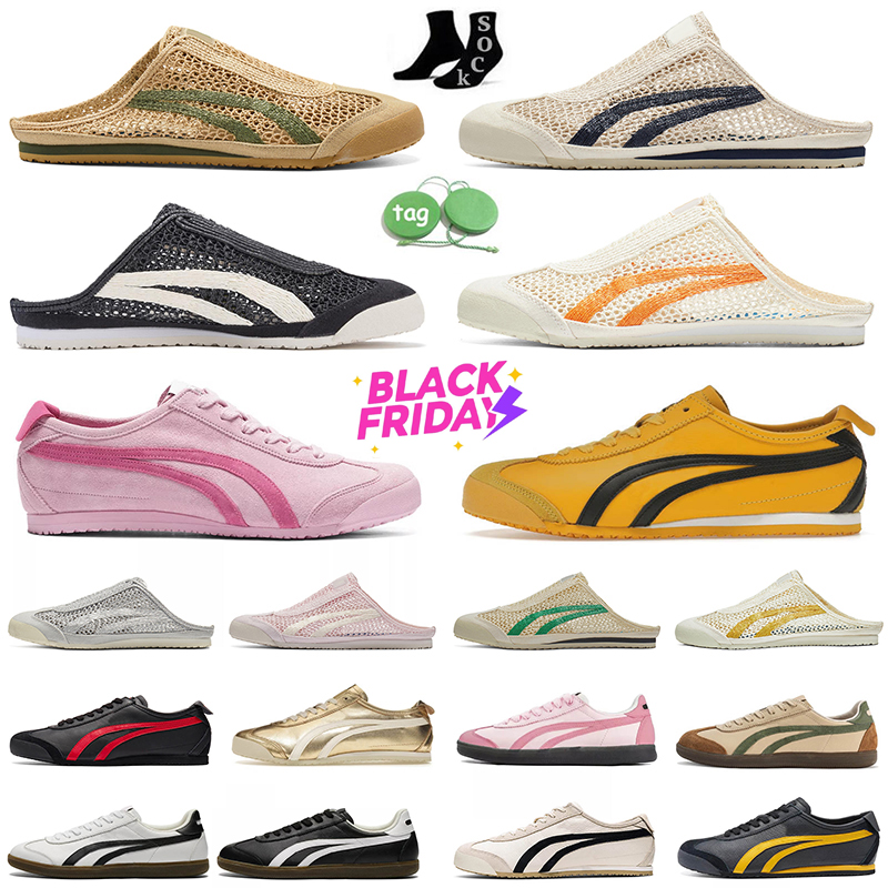Fashion Casual Designer tiger mexico 66 Shoes Women Mens Slip-On Mesh Loafers Slippers Silver Birch Green Red Yellow White Pink Black Canvas Trainers Sneakers