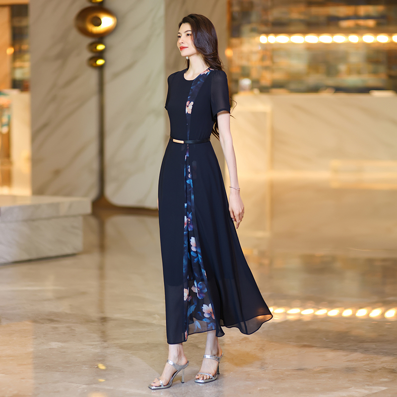 elegant sophisticated dresses with a highend feel summer shortsleeved highwaisted printed maxi onepiece dresses for women floorlength