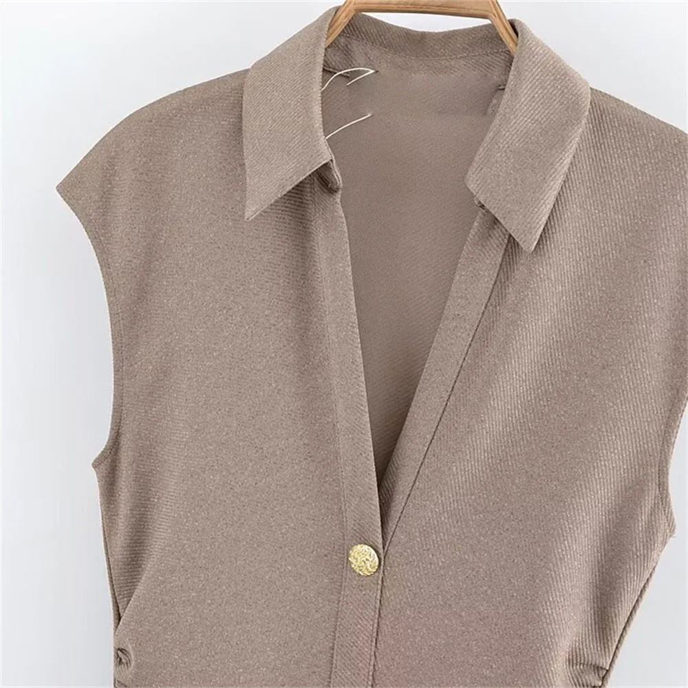 UNIZERA womens pleated slim fit pearl cloth shirt style short sleeved Vneck dress summer 250520