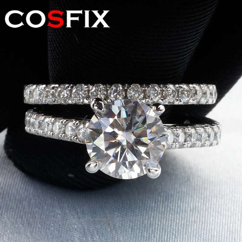3ct D Color Women Moissanite Ring Set Bridal Sets Wedding Band Silver Rings Moissanite Rings for Women Luxury Women Row Rings