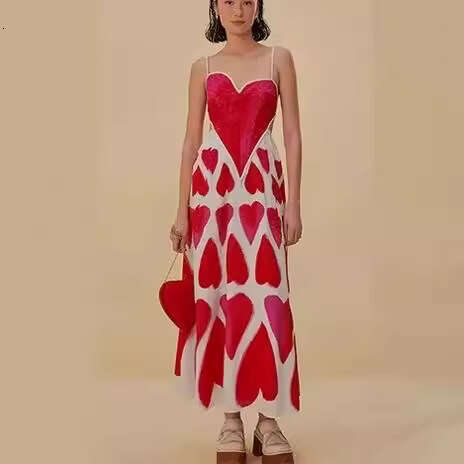 Women's Wear Spring New Product Women's Street Fashion Love Printed Strap Dress 1892