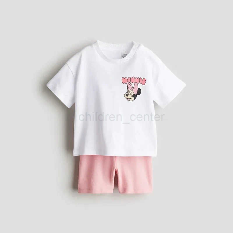 Disney 0-4year Girls Clothes Set Kids Clothes Summer Girl T-shirt Shorts Cotton Short Sleeve Children Clothing Toddler Suit W250520