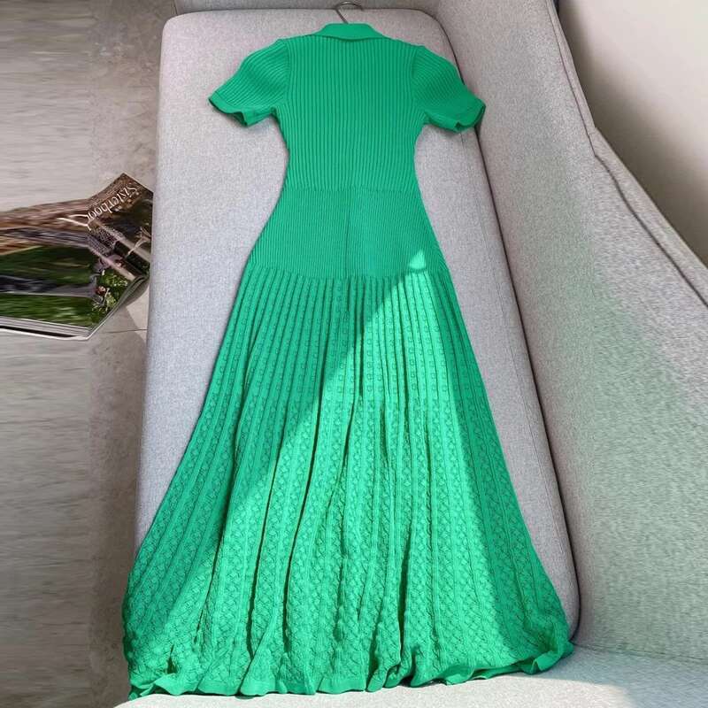 Yuoomuoo Summer Maxi Knit Black Green Long Bodycon Korean Fashion Ruffle Ladies Dresses Elegant Office Women Dress Designer
