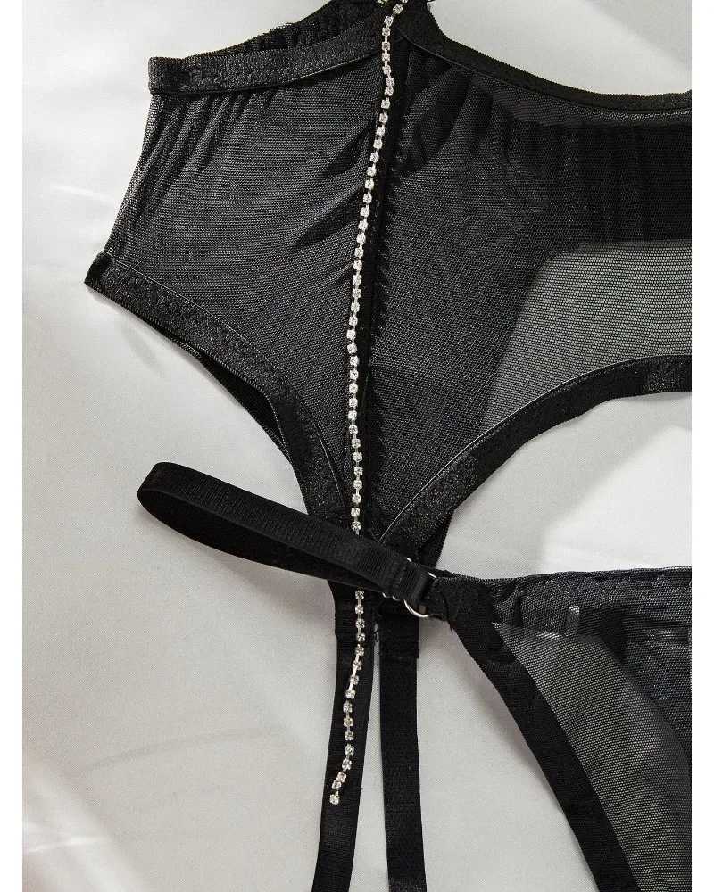 Sexy Mesh Lingerie Set Fashion New Drill Decorated Sexy See-through Sexy Mesh Garters Lingerie Set New R250520