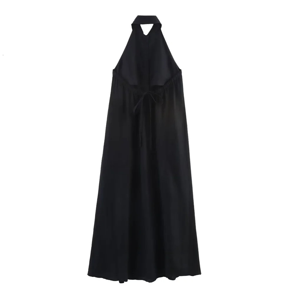 UNIZERA womens halter neck dress with buttons and backless accessories for spring summer casual wear 250520