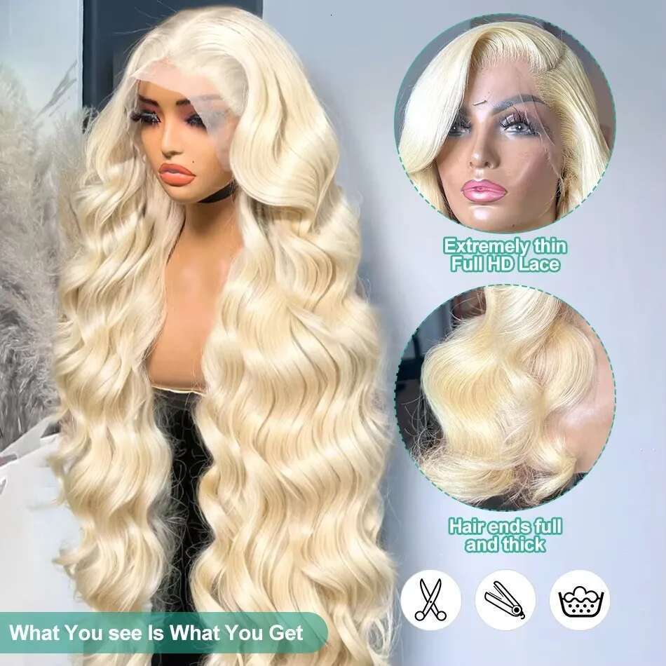 Mossily 250 Density 30 40 Inch Body Wave 613 Hd Frontal 13x6 Blonde Lace Front Wig Colored 13X4 Human Hair Wigs
