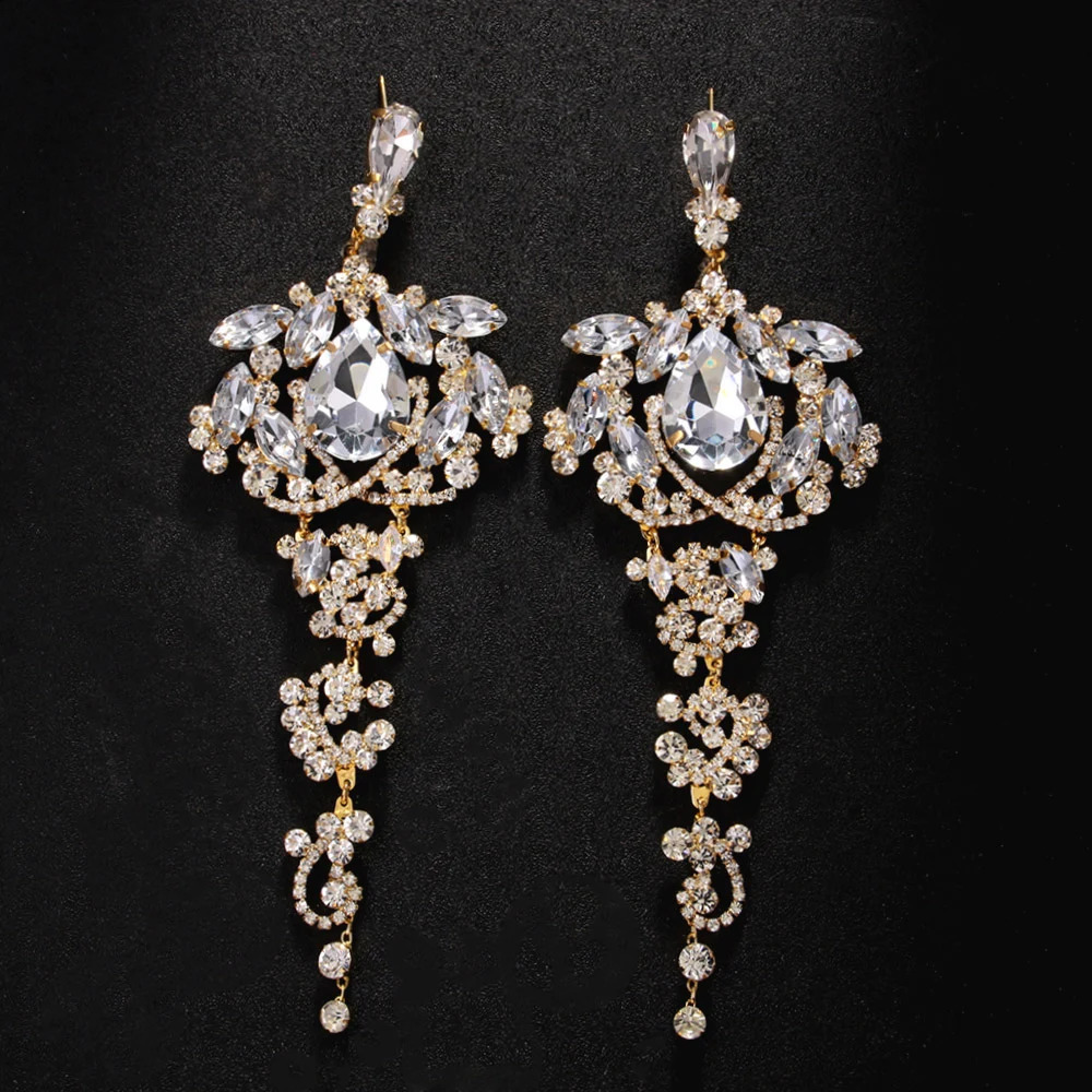 Stonefans Rhinestone Exaggerated Dangle Earrings for Women Wedding Gift 2024 Trendy Bridal Crystal Statement Earrings Banquet 250519