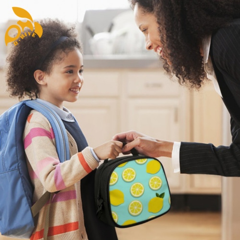 Free delivery. Custom-made round, beige, white and black semi-long, lightweight, simple and portable meal bags by designers