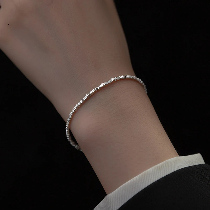 INZATT Real 925 Sterling Silver Square Chain Bracelet for Women Cute Fine Jewelry Minimalist Geometric Accessories 250520