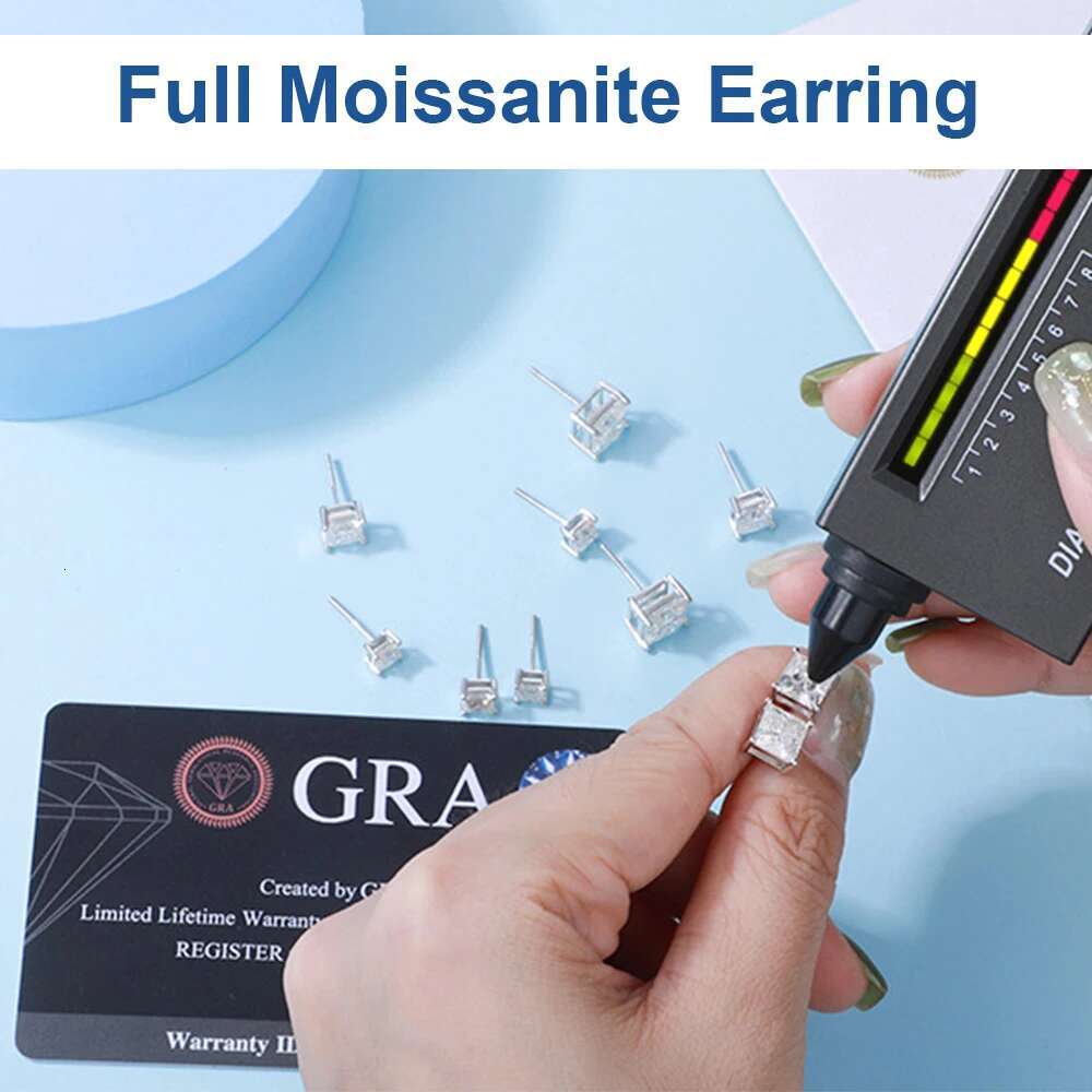 0.4-2CT Princess Cut Moissanite Stud Earrings for Women Men Sparkling Diamond 925 Sterling Silver Wedding Jewelry Earring Gifts