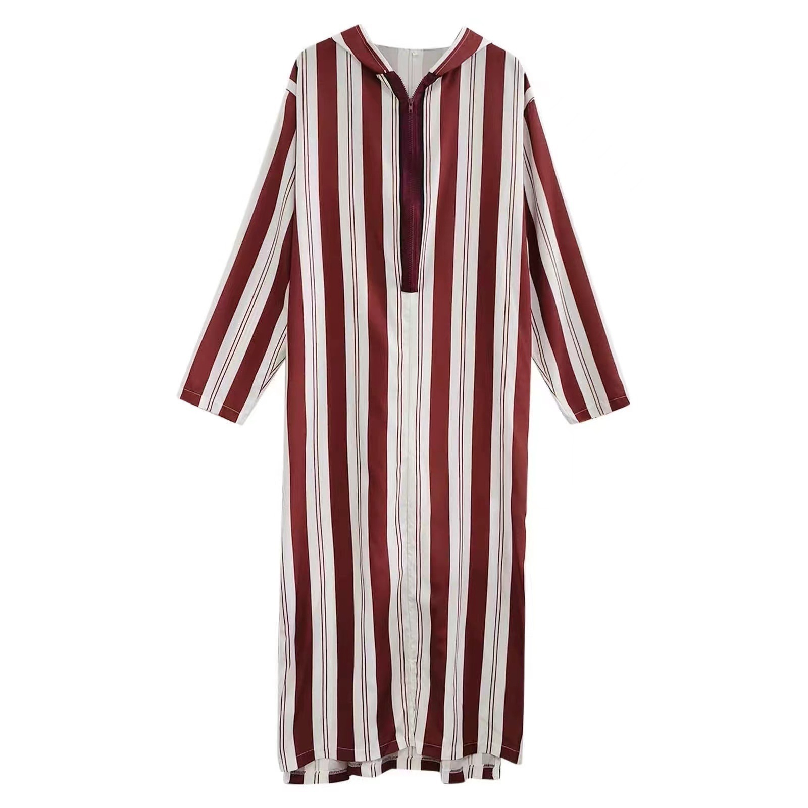 Designer Clothing New Color Blocked Striped Robe Hooded Sweatshirt Ethnic Style Men's Clothing 2025 New Item