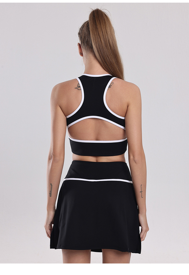 Naked Polished Contrasting Color Yoga Suit, Beautiful Back Sports Bra, Running Quick-drying and Thin Yoga Skirt Suit.