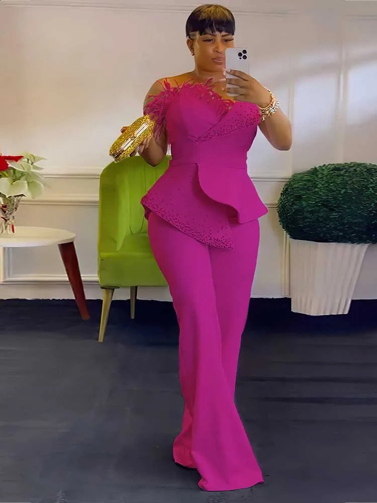 High Waist Strapless Jumpsuit Rivet Collar Lady Evening and Party Tube Top Jumpsuit for Women Elegant Sexy Birthday Jumpsuit 250519