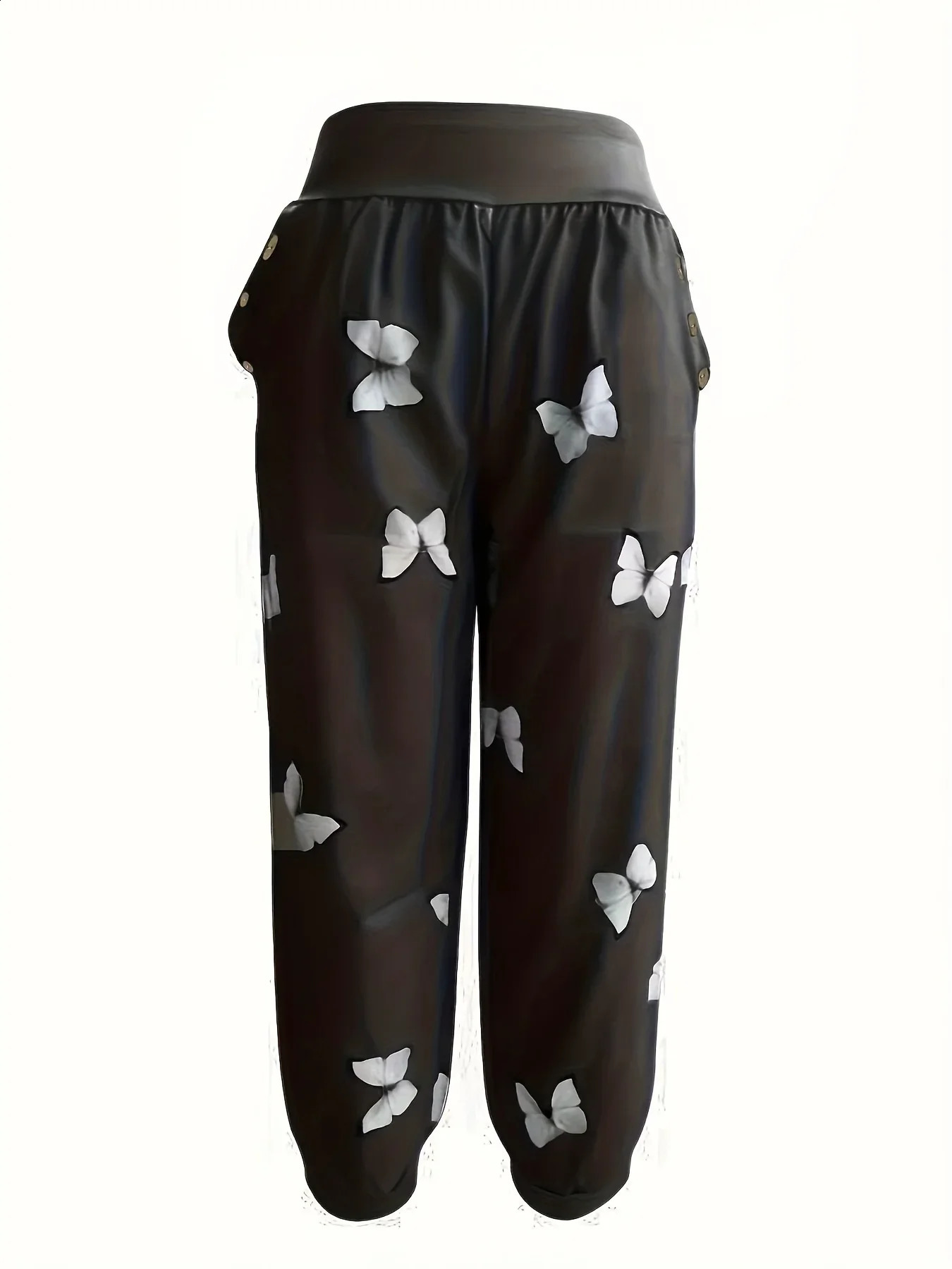 Womens plus size 1XL5XL casual and comfortable pants fashionable print pocket 250428