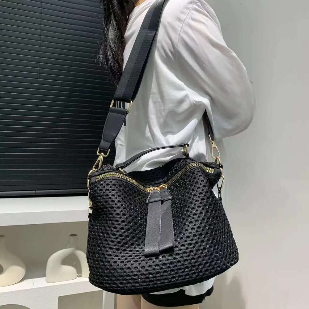 Women's Fashion Mesh Lightweight Bag Daily Use Portable Wide Shoulder Strap Multifunctional Crossbody Handbag
